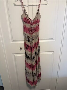 Akualani - Pink and Black Tie-Dye Maxi Dress